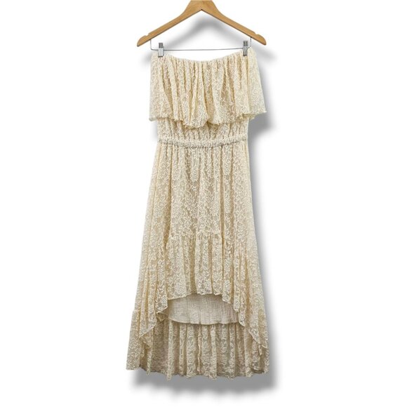 Elan Midi Dress Cream Lace Overlay Strapless S Boho Cottagecore Fairy Western - Picture 1 of 11